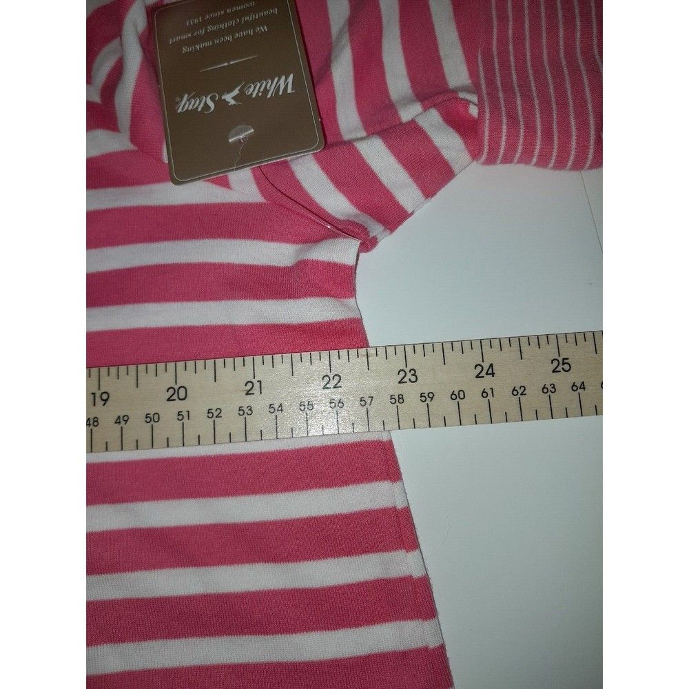 White Stag Extra Large Woman's Pink White Striped Scoop Neck Cuffed Short Sleeve — image 5 of 8